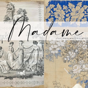 Madame - Vintage druckbare Sammlung - digitaler Download - antike Papiere - Collage für Journaling und Kunst