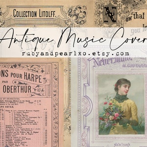 Antique Music Covers Collection - digitale Bilder - 16 druckbare Bilder - Junk Journal
