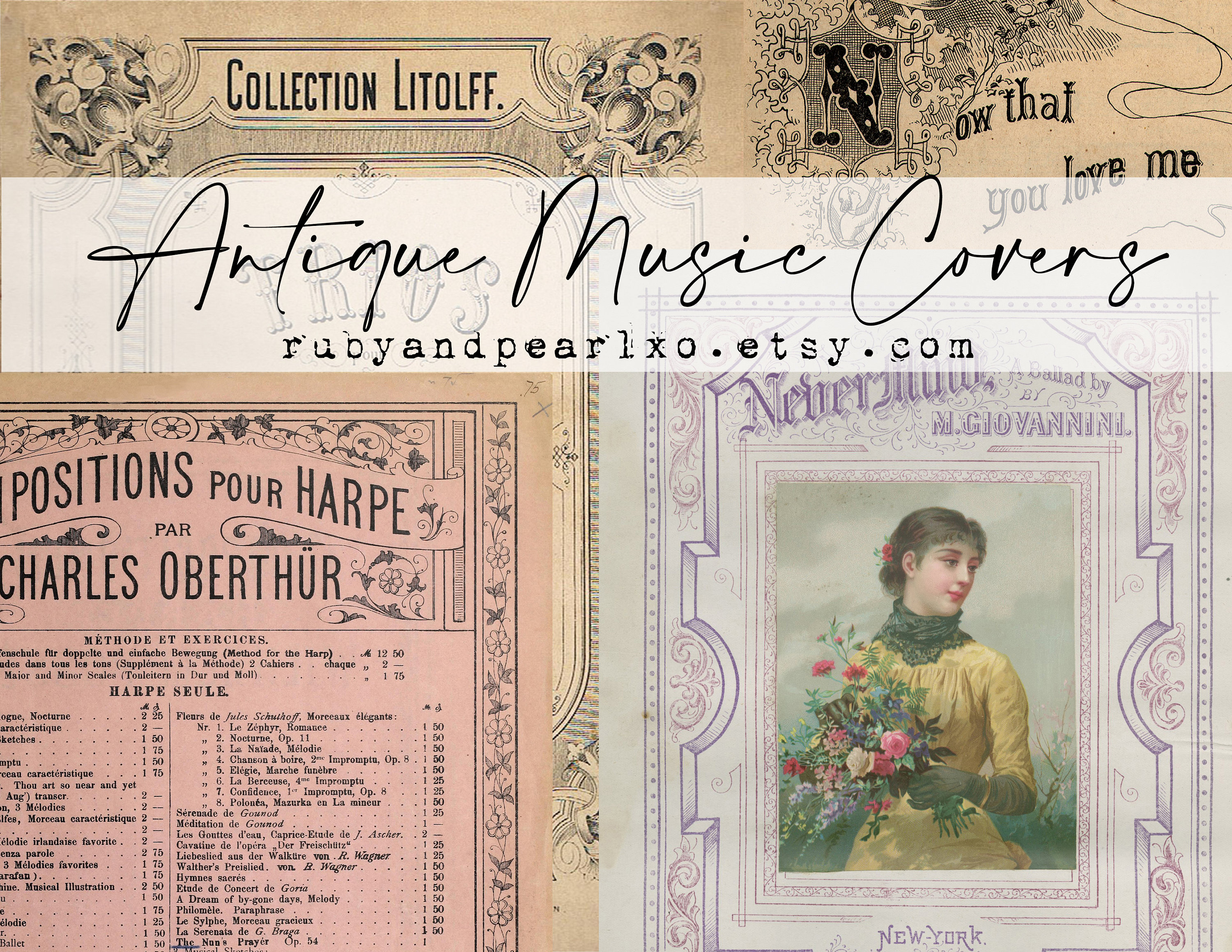 Antique Music Covers Collection- digital images - 16 printable images…
