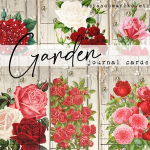 Tarjetas de diario de jardín- kit digital- Diario basura- 18 tarjetas de estilo vintage imprimibles
