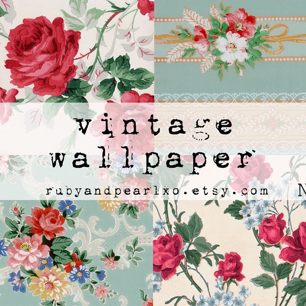 No. 28 Vintage / Antique Wallpaper Printables - digital download - authentic patterns from the 1930's - 1950s