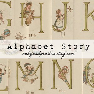 Alphabet Story - Digitale download - Antieke papieren - Printables voor journaling en kunst