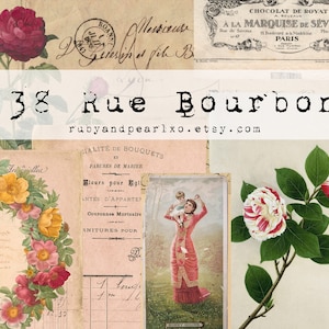 38 Rue Bourbon Vintage Collection - Digital Download Kit - Antique Papers - Printables for Journaling and Art