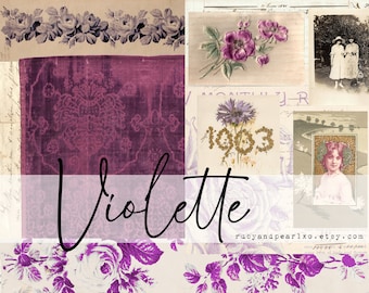 Violette Vintage Printable Collection - Digital Download - Antique Papers - Collage for Journaling and Art