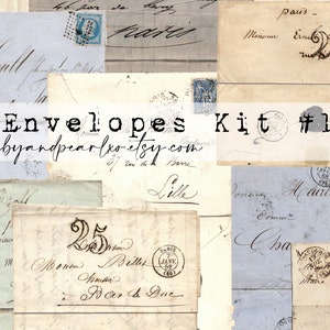 Envelopes Kit #1 Vintage Collection - 20 Envelopes- Digital Download - Antique Papers - Printables for Journaling and Art