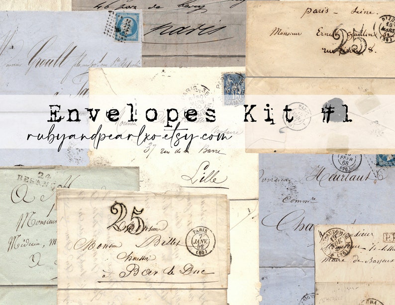 Envelopes Kit #1 Vintage Collection - 20 Envelopes- Digital Download ...