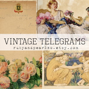 Vintage Telegrams  - Digital Download - Antique Papers  - Printables for Journaling and Art