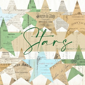 スター、スター、スター！ - ヴィンテージ印刷コレクション - デジタルダウンロード - アンティークペーパー - 日記やアートのためのコラージュ