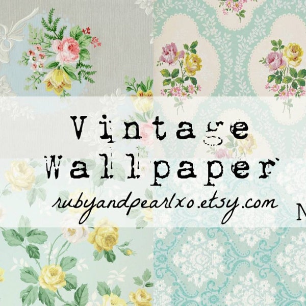 No. 7 Vintage / Antique Wallpaper Printables - digital download - authentic patterns from the 1930's - 1950s