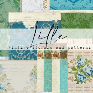 Lille - Vintage Floral & Pattern Paper Collection - Digital Download - Antique Papers - Printables for Journaling and Art