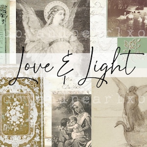 Love & Light Vintage Printable Collection - Digitaler Download - Antike Papiere - Collage für Journaling und Kunst