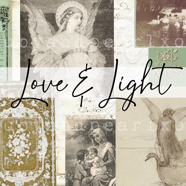 Love & Light Vintage Printable Collection - Digital Download - Antique Papers - Collage for Journaling and Art