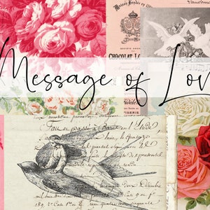 Message of Love - Digital Download - Antieke papieren - Printables for Journaling and Art