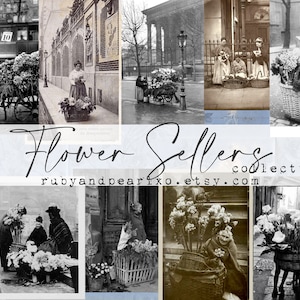 Flower Sellers Collection - collage sheets - Vintage Style Photos- Digital Kit
