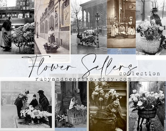Flower Sellers Collection - collage sheets - Vintage Style Photos- Digital Kit
