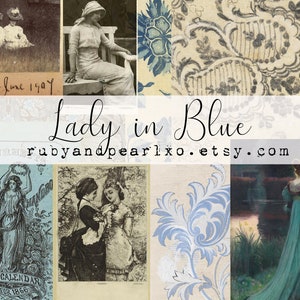 Lady in Blue Collection - Digital Download - Antique Papers - Printables for Journaling and Art