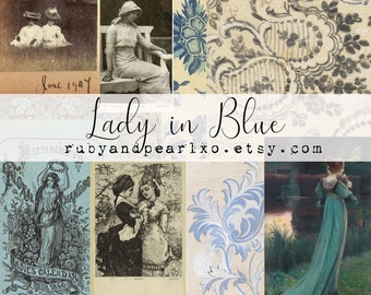 Lady in Blue Collection - Digital Download - Antique Papers - Printables for Journaling and Art
