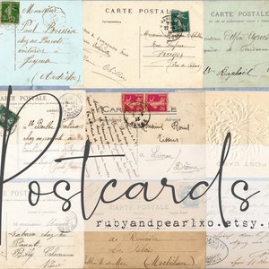 Postcards Vintage Collection - 24 Postcards- Digital Download - Antique Papers - Printables for Journaling and Art