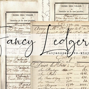 Fancy French Ledgers - Digital Download - Antique Papers - Printables for Journaling and Art