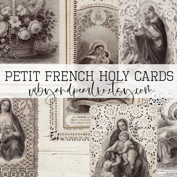 Antique French Lace Holy Card Collection - Digital Download - 32 cards  - Vintage Printables for Journaling and Art