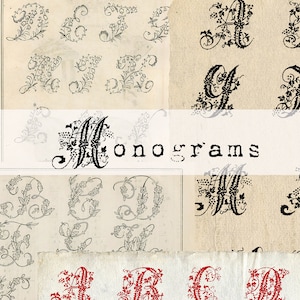 Monograms - Old World style Initials - Print, Cut & Create - Vintage Style Printables - Digital Kit