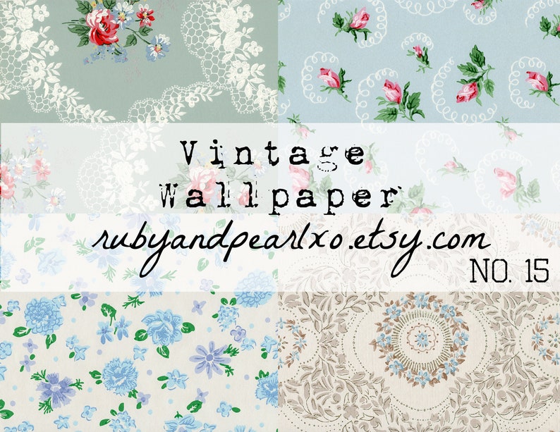 authentic patterns from the 1930/'s digital download No 1950s 15 Vintage Antique Wallpaper Printables