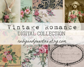 Vintage Romantiek - Digitale download - Antiek papier - Printbare materialen voor dagboek en kunst