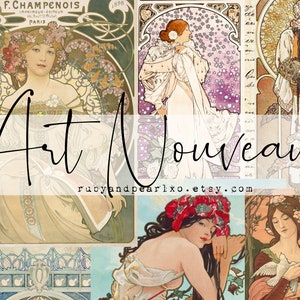 Art Nouveau - Digital Download - Antique Papers - Collage for Journaling and Art