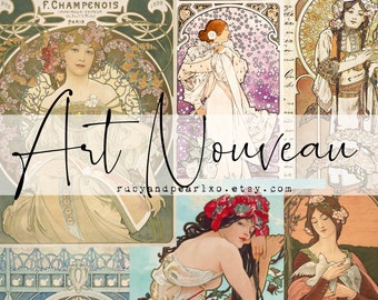 Art Nouveau - Digital Download - Antique Papers - Collage for Journaling and Art