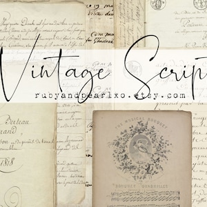 Fancy Script Vintage Paper Collection - Digitale download - Antieke papieren - Printables voor journaling en kunst