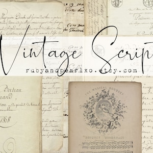 Fancy Script Vintage Paper Collection - Digital Download - Antique Papers - Printables for Journaling and Art