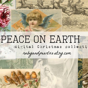 Peace On Earth Christmas Collection - Digitaler Download - Antike Papiere - Printables für Journaling und Kunst