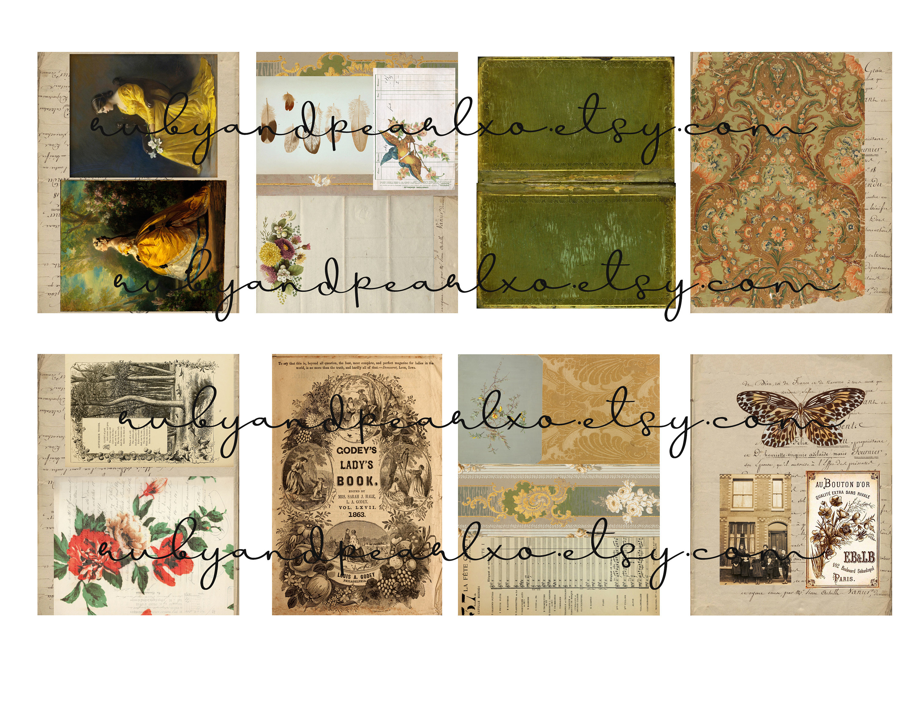 Printable Collection Her Golden Dress Vintage Printable Collection - Digital Download ...