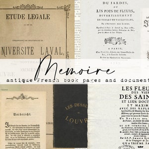 Memoire Book Page Collection (meestal Frans) - Vintage documenten - Digitale download - Antieke papieren - Printables voor journaling en kunst