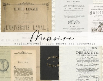Antique Book Page Collection (mostly French) - Vintage Documents - Digital Download - Antique Papers  - Printables for Journaling and Art