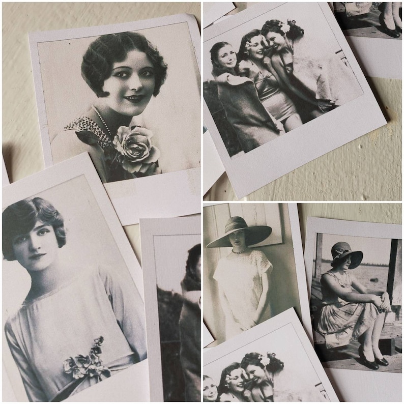 Ladies Printable collage sheet - Vintage Style Instant Photo Frames - Digital Kit image 2