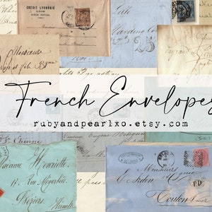 French Envelopes Printable Kit-  digital images - 14 printable images- Junk journal