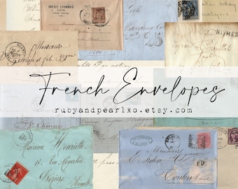 French Envelopes Printable Kit-  digital images - 14 printable images- Junk journal