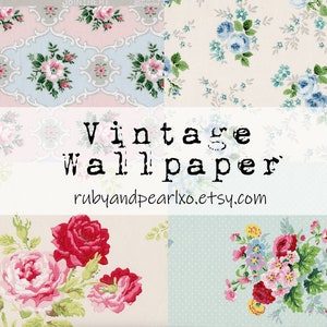 No. 5 Vintage / Antique Wallpaper Printables - digital download - authentic patterns from the 1930's - 1950s