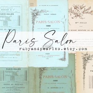 Paris Salon Vintage Franse Documenten Set- Digitale Download - Antieke Papieren - Printables voor Journaling en Kunst