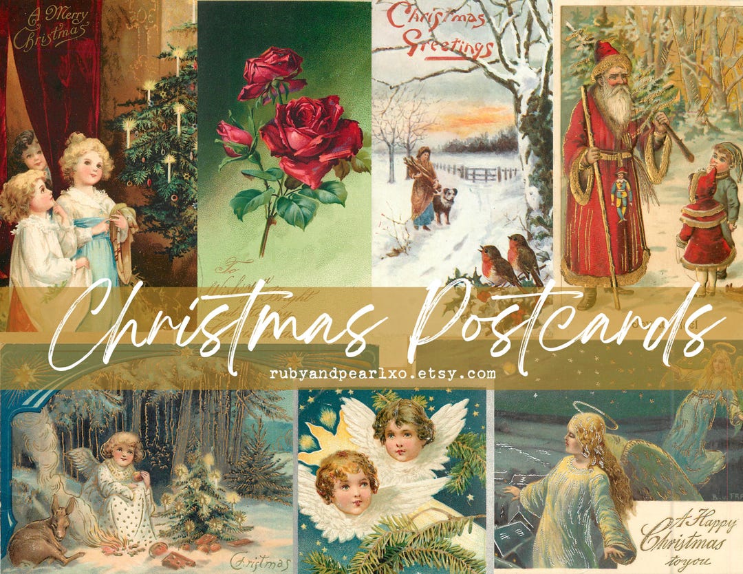 Vintage Christmas Postcard Collection - Printable Collection - Digital ...
