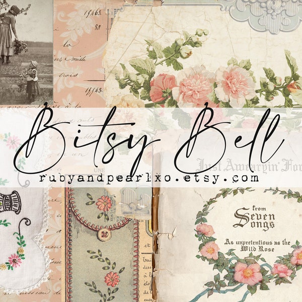 Bitsy Bell Vintage Printable Artist Collection - Digitaler Download - Antike Papiere - Collage für Journaling und Kunst