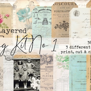 Kit de etiquetas nº 1 - kit digital - diário de lixo - 36 etiquetas estilo vintage para impressão