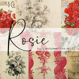 Rosie Vintage Printable Collection - Digital Download - Antique Papers - Collage for Journaling and Art