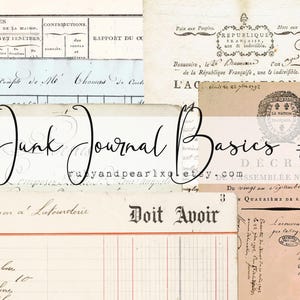 Junk Journal-grunderna #2 - Utskrivbar vintage-samling - Digital nedladdning - Antika papper - Collage för dagbok och konst