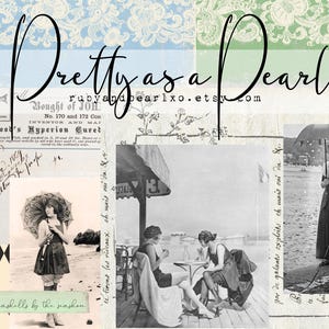 Pretty as a Pearl - Vintage Printable Collection - Digital Download - Antique Papers - Collage for Journaling and Art
