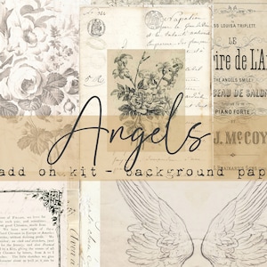 Background Papers Angels - Add On Kit - Vintage Printable Collection - Digital Download - Antique Papers - Collage for Journaling and Art