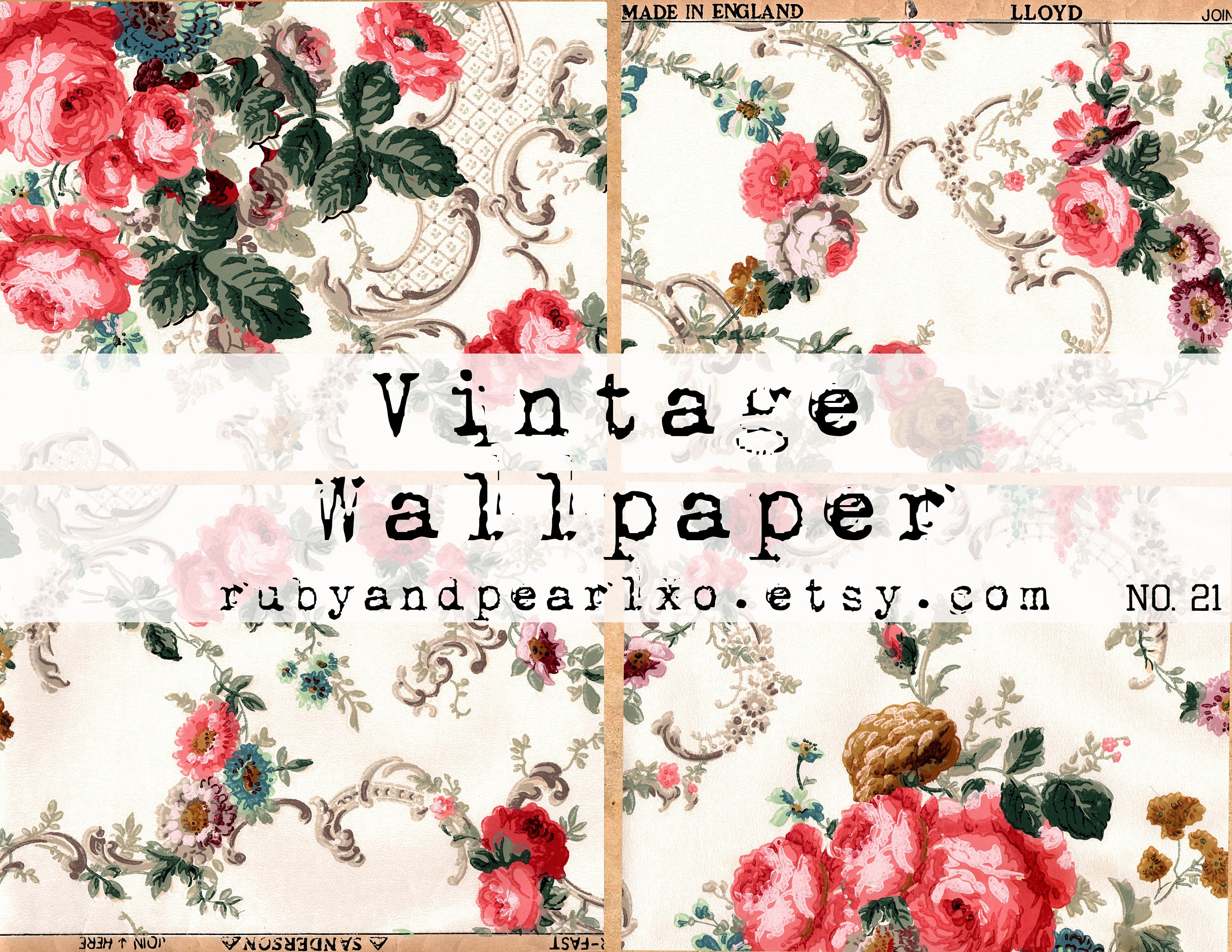 No. 21 Vintage / Antique Wallpaper Printables - digital download - au…