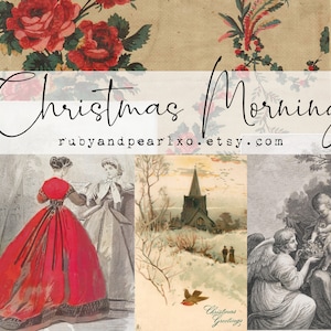 Christmas Morning Vintage Printable Collection - Digital Download - Antique Papers - Collage for Journaling and Art