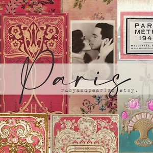 Parijs - afdrukbare vintage collectie - digitale download - antieke papieren - collage voor dagboeken en kunst